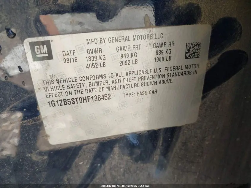 2017 CHEVROLET MALIBU LS