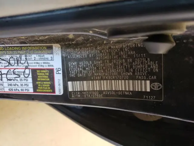 2012 TOYOTA CAMRY BASE