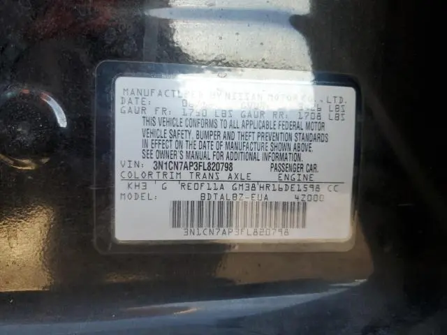 2015 NISSAN VERSA S  