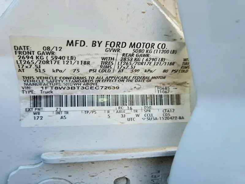2012 FORD F350 SUPER DUTY  