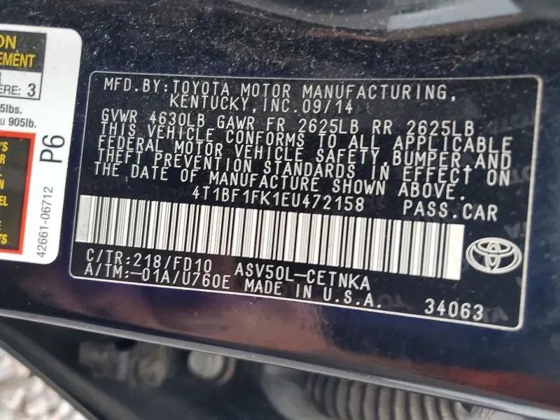 2014 TOYOTA CAMRY LE  