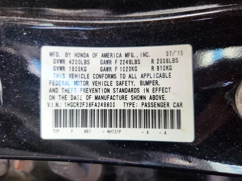 2015 HONDA ACCORD LX  