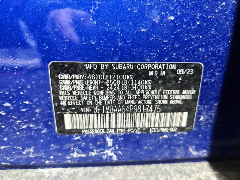 2023 SUBARU WRX   