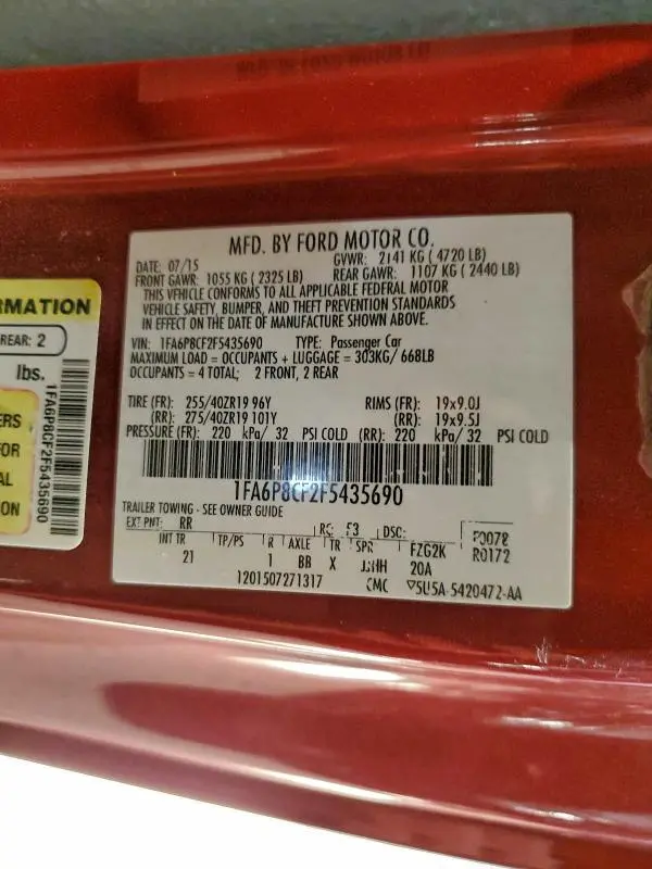 2015 FORD MUSTANG GT  