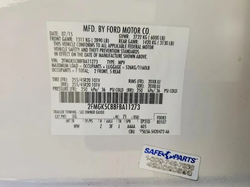 2015 FORD FLEX SEL  