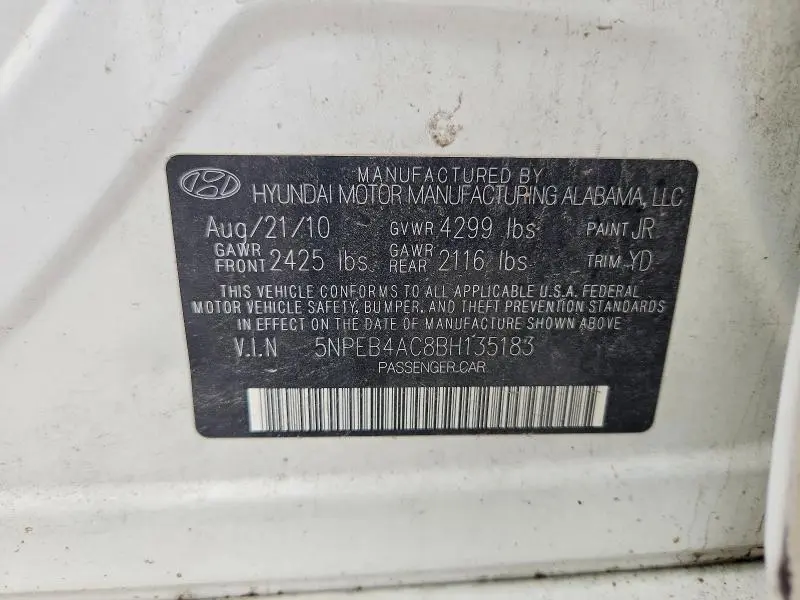 2011 HYUNDAI SONATA GLS  