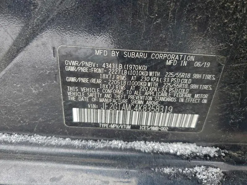 2019 SUBARU CROSSTREK LIMITED  