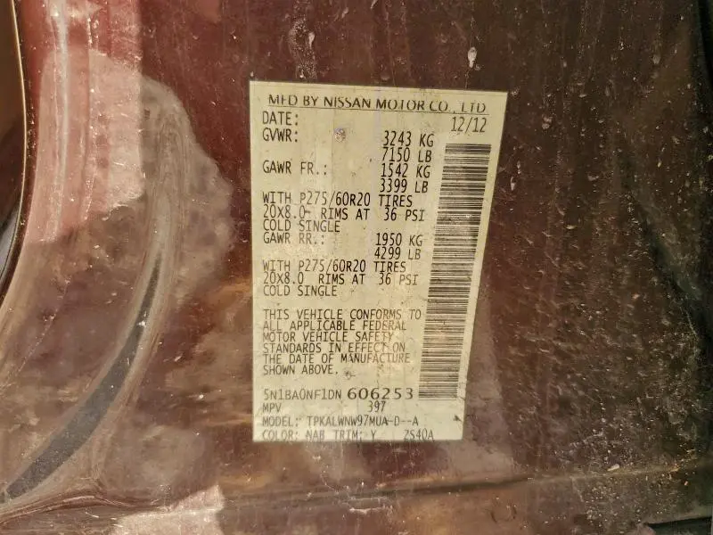 2013 NISSAN ARMADA PLATINUM  