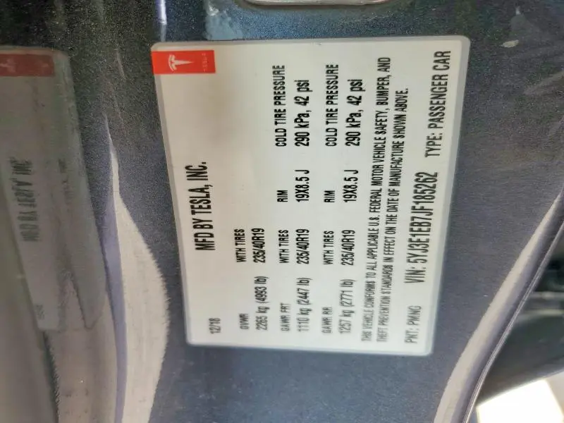 2018 TESLA MODEL 3   