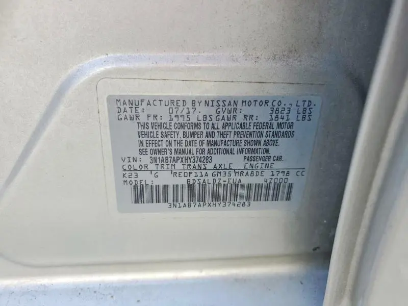 2017 NISSAN SENTRA SV  