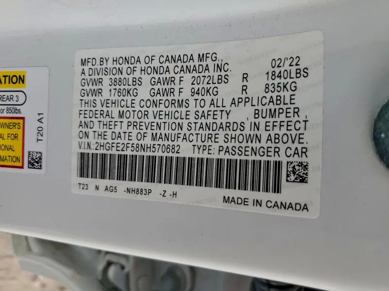 2022 HONDA CIVIC SPORT  