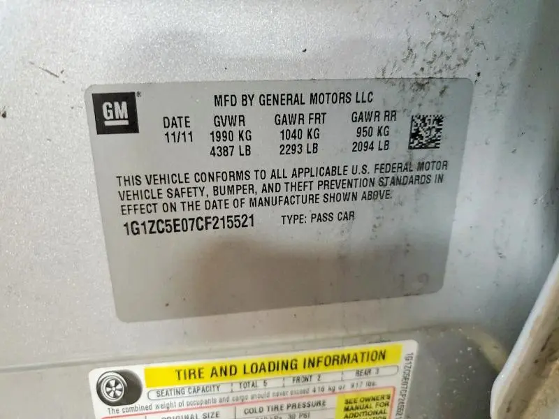 2012 CHEVROLET MALIBU 1LT  