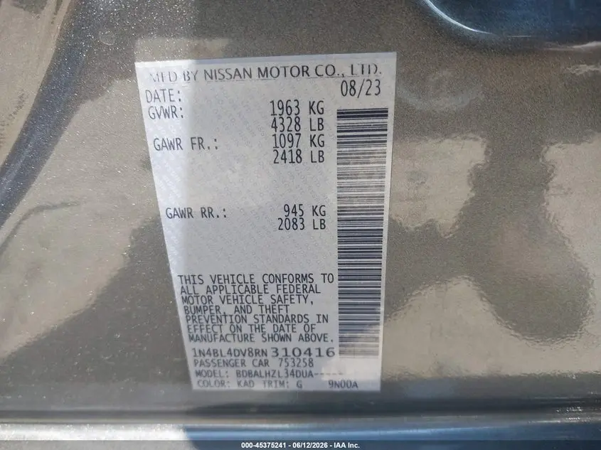2024 NISSAN ALTIMA SV FWD