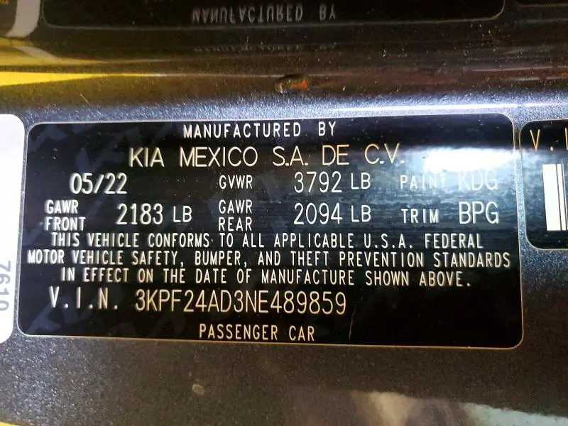 2022 KIA FORTE LXS  