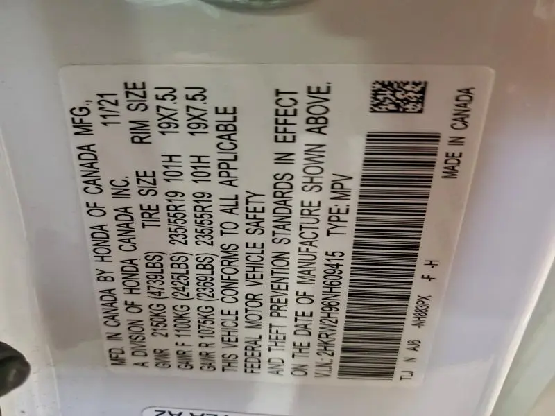 2022 HONDA CR-V TOURING  