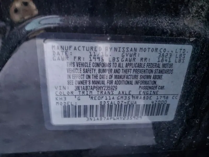 2017 NISSAN SENTRA S  