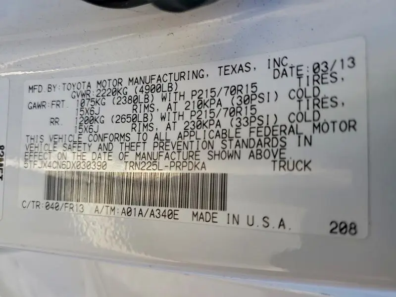 2013 TOYOTA TACOMA DOUBLE CAB  