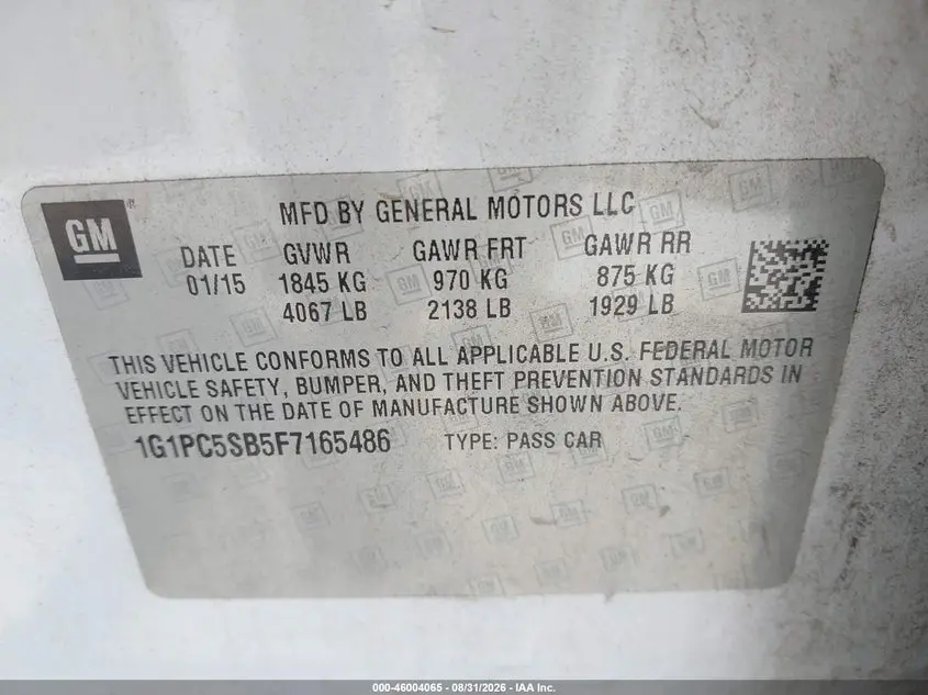 2015 CHEVROLET CRUZE 1LT AUTO