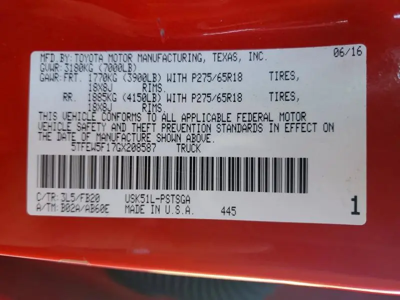 2016 TOYOTA TUNDRA CREWMAX SR5  
