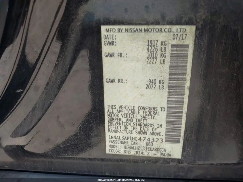 2017 NISSAN ALTIMA 2.5 SR