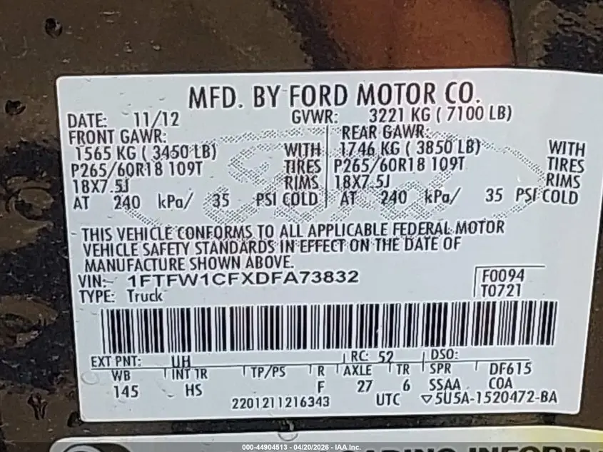 2013 FORD F-150 LARIAT
