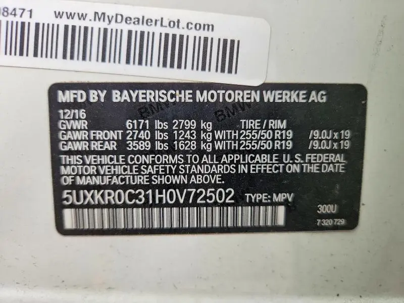 2017 BMW X5 XDRIVE35I  