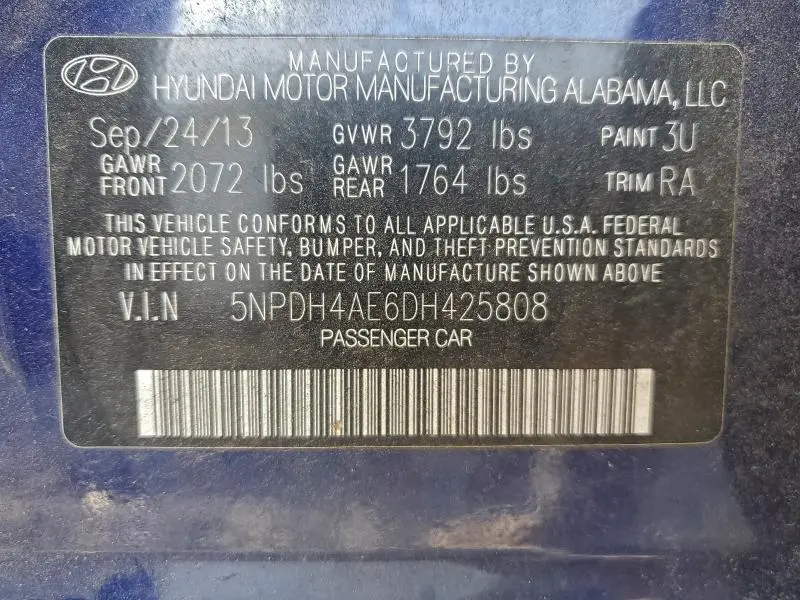 2013 HYUNDAI ELANTRA GLS  