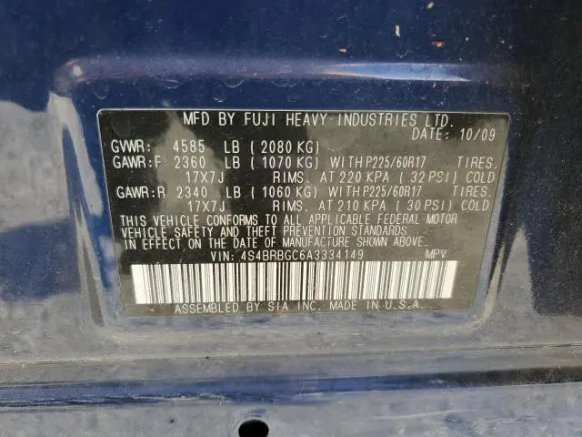 2010 SUBARU OUTBACK 2.5I PREMIUM  