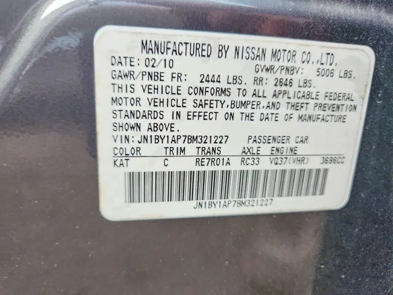 2011 INFINITI M37 BASE  