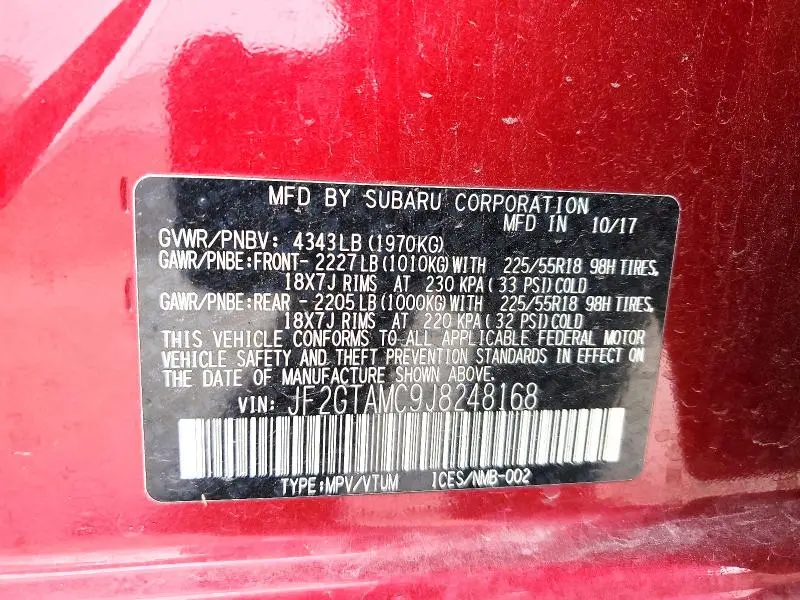 2018 SUBARU CROSSTREK LIMITED  