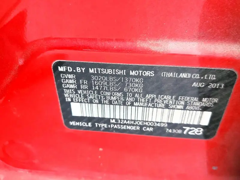 2014 MITSUBISHI MIRAGE ES  