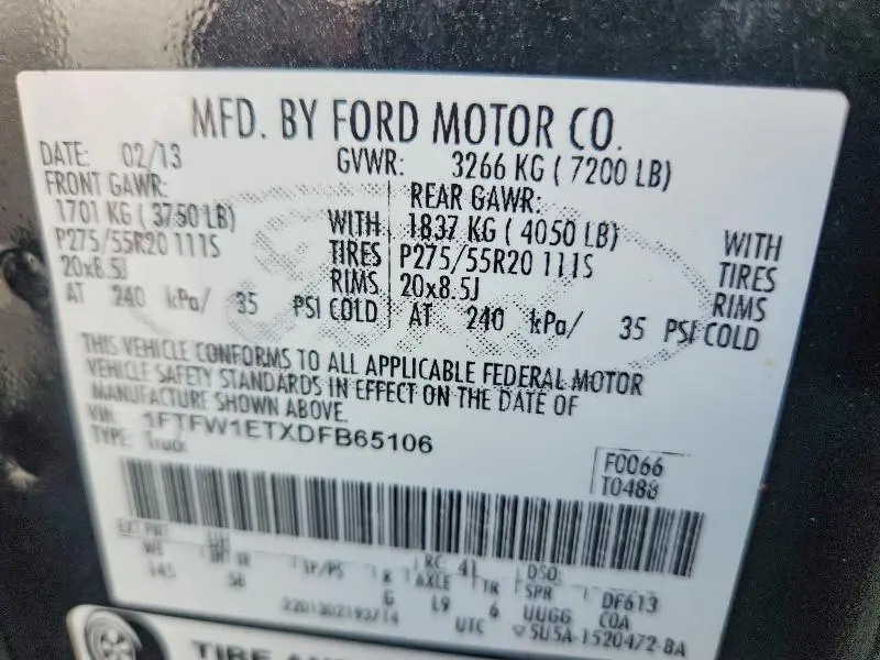 2013 FORD F150 SUPERCREW  