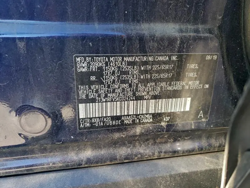 2019 TOYOTA RAV4 XLE  