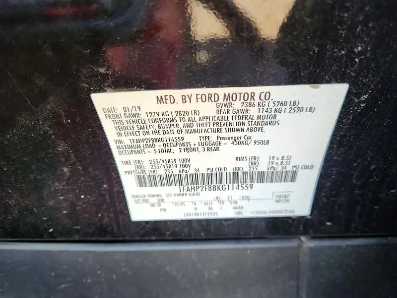 2019 FORD TAURUS LIMITED  