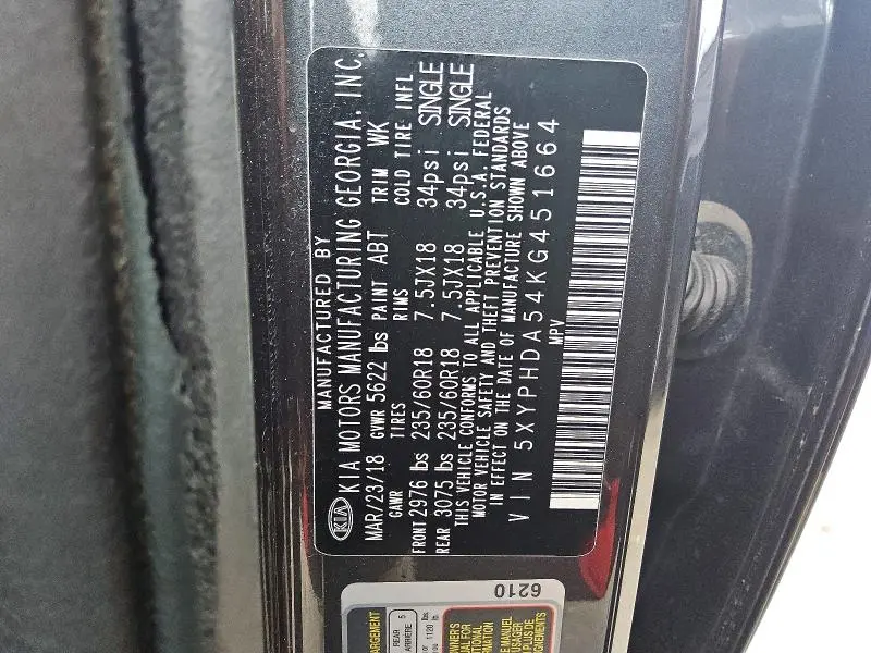 2019 KIA SORENTO EX V6  