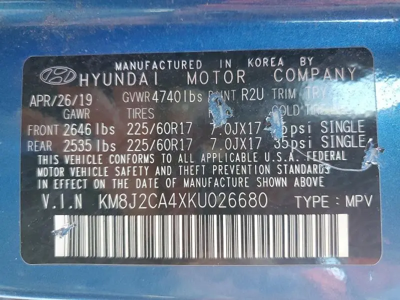 2019 HYUNDAI TUCSON SE  