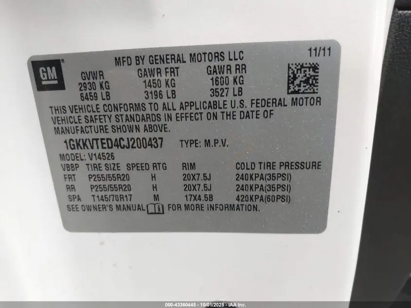 2012 GMC ACADIA DENALI