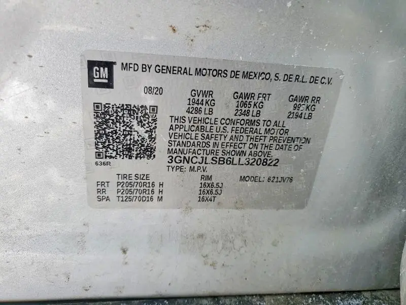 2020 CHEVROLET TRAX 1LT  