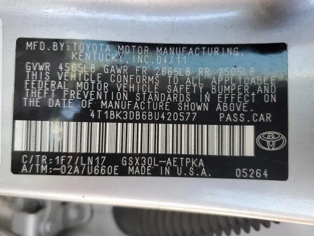 2011 TOYOTA AVALON BASE  