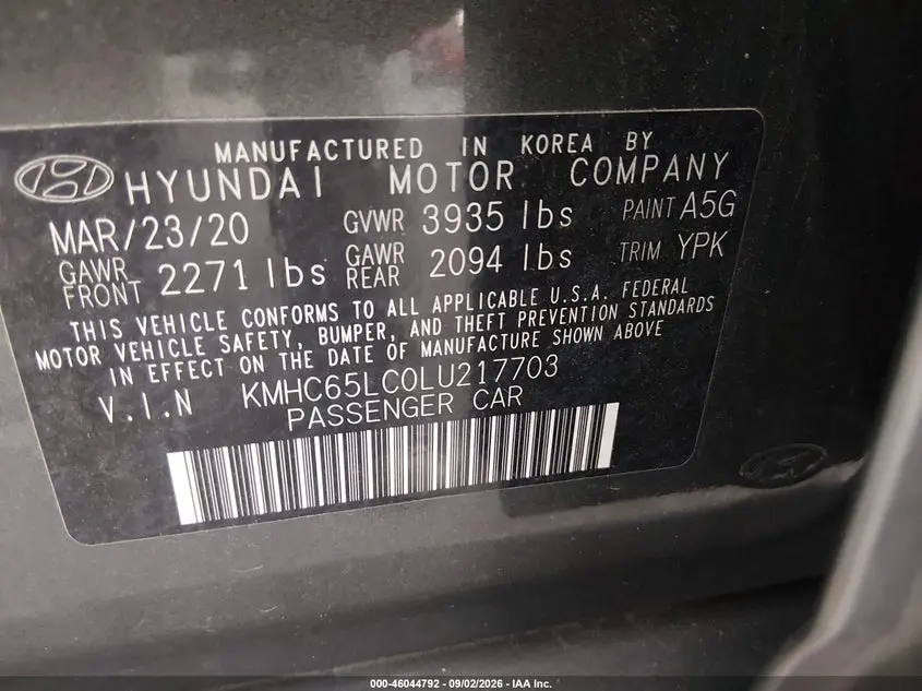 2020 HYUNDAI IONIQ HYBRID BLUE