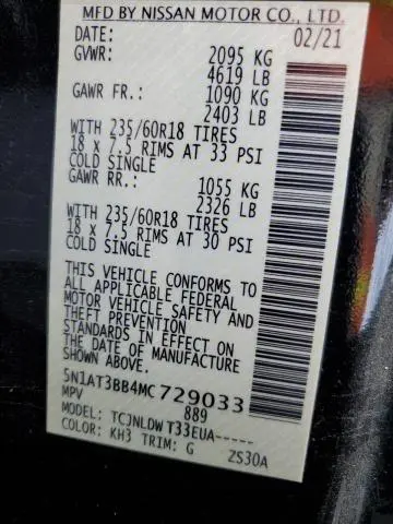 2021 NISSAN ROGUE SV  