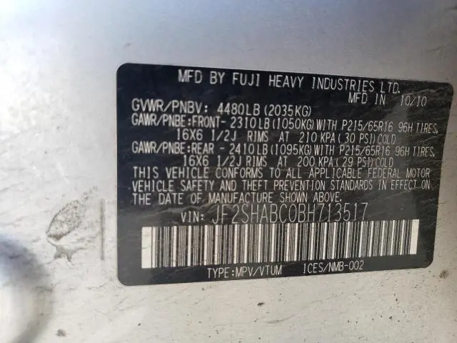 2011 SUBARU FORESTER 2.5X  