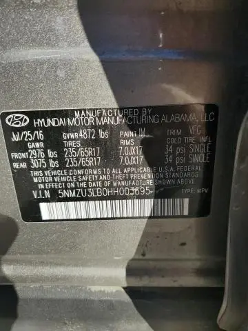 2017 HYUNDAI SANTA FE SPORT   