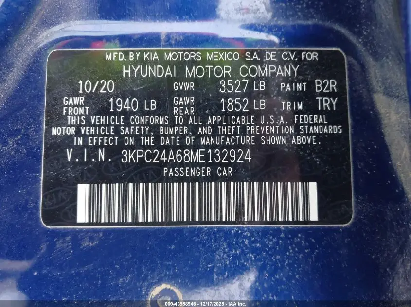 2021 HYUNDAI ACCENT SE