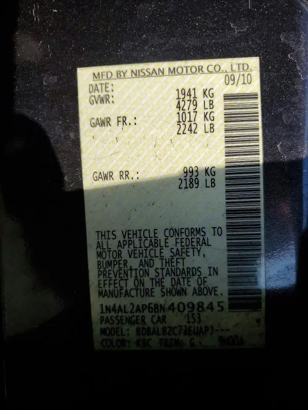 2011 NISSAN ALTIMA 2.5  