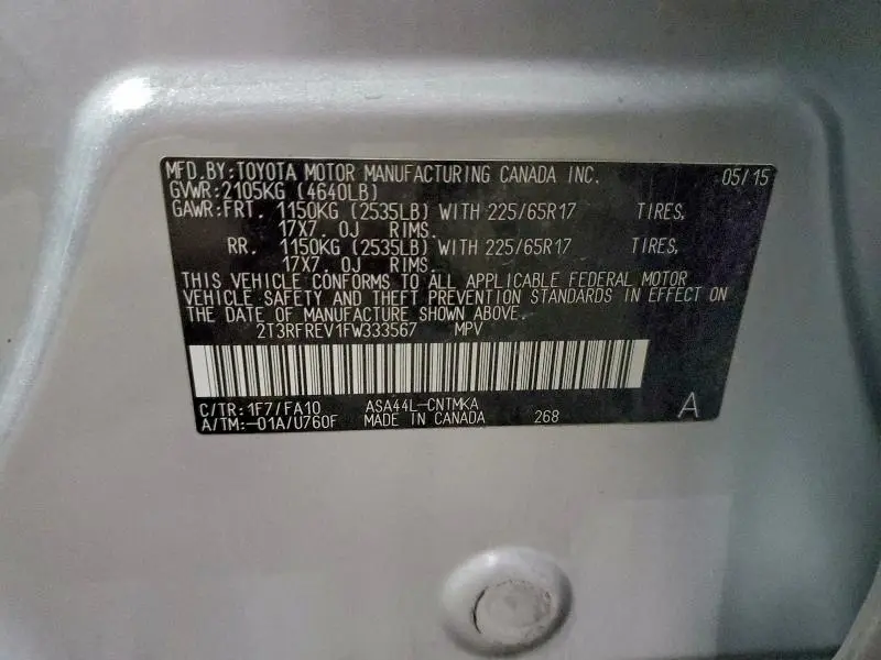 2015 TOYOTA RAV4 XLE  