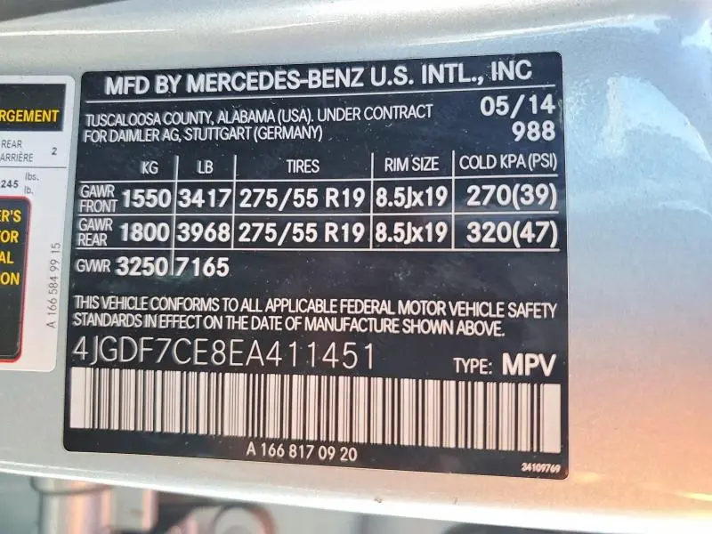 2014 MERCEDES-BENZ GL 450 4MATIC  