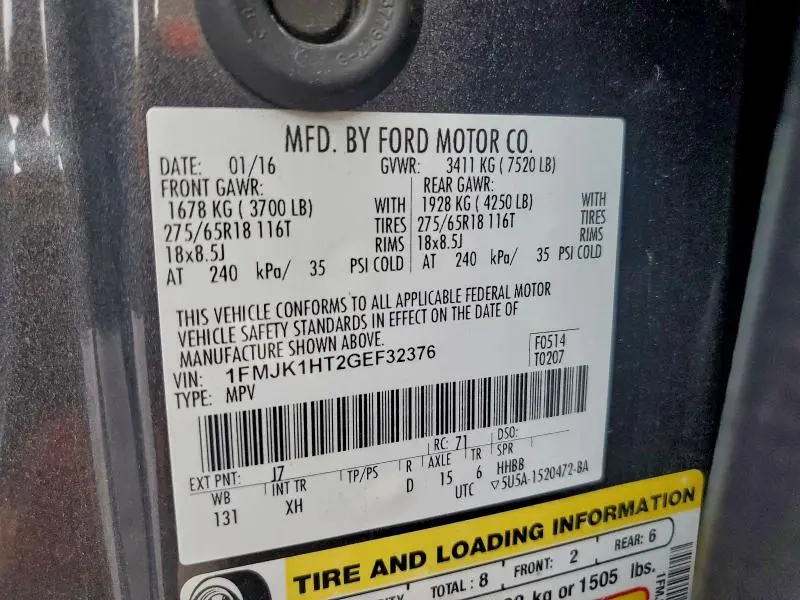 2016 FORD EXPEDITION EL XLT  