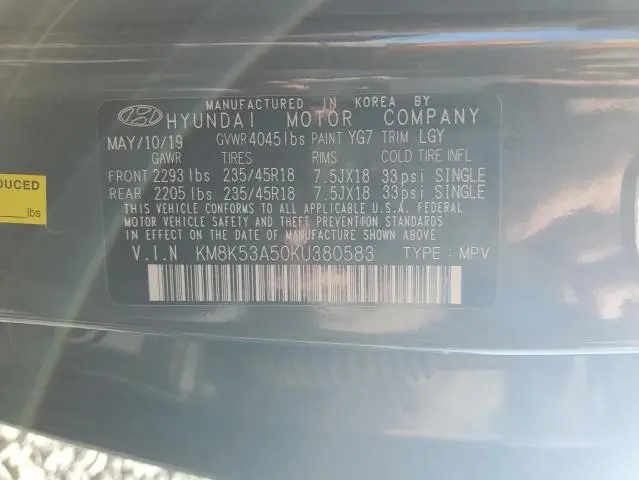 2019 HYUNDAI KONA ULTIMATE  