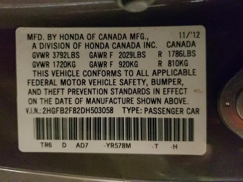 2013 HONDA CIVIC EX  